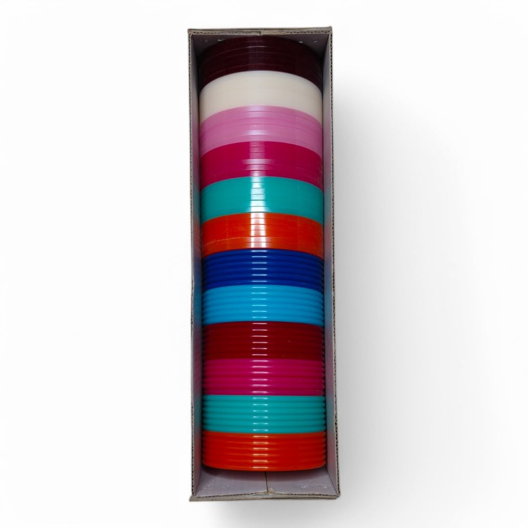 Mixed Regular and Flat Plastic Bangle 6 Cut (72 Pcs) for Silk Thread Bangle Making (2 * 8)