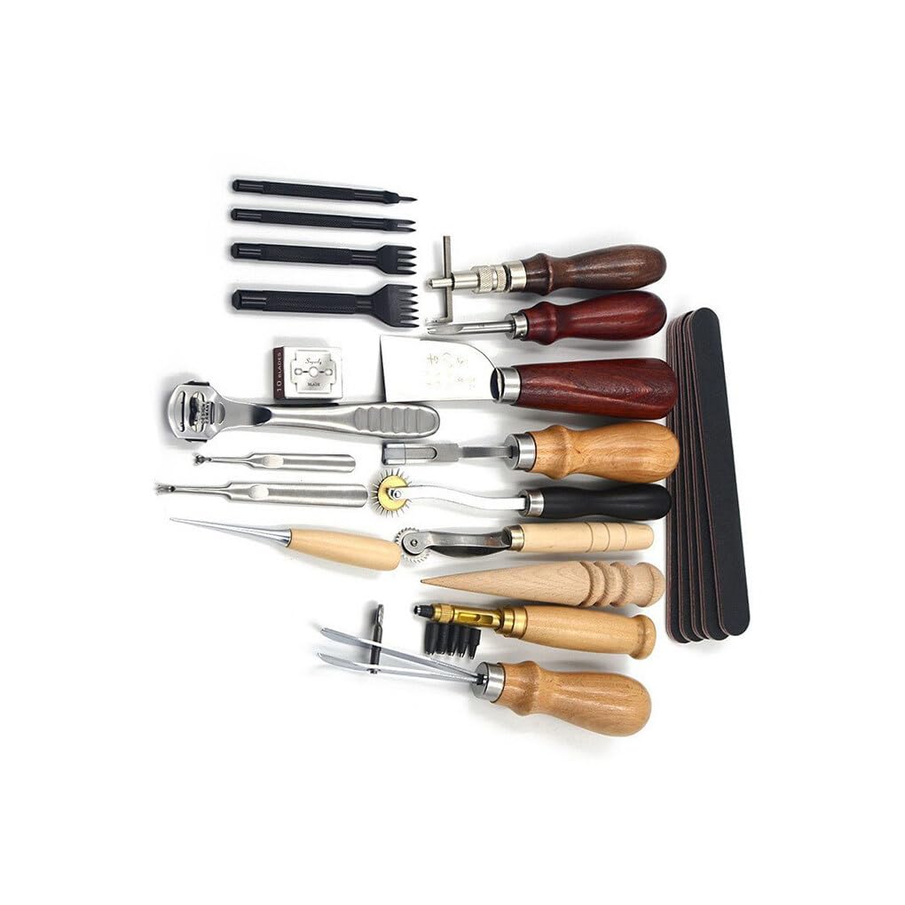 18 pièces/Ensemble en Acier Maroquinerie Outil de poinçonnage à la Main Bricolage en Cuir Artisanat Trou Couture Outils pour Fait Maison
