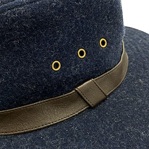 KANUT SPORTS Chapéu de inverno Hugh Brimmed - mistura de lã com pulseira de couro sintético, faixa d
