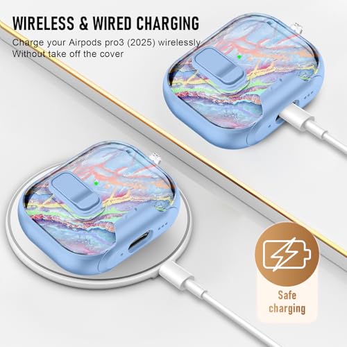 Image of Compatible Airpods Pro 3 Case (2025) with Phone Stand & Cleaner Kit,Cute Soft Silicone Lock Clip Apple AirPods Pro 3rd Generation Case, Airpod Pro 3 Cover with Keychain for Women /Girls