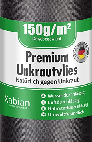 Xabian Anti Unkrautvlies 150g/m² Gartenvlies 2m x 5m = 10m² - Unkrautfolie sehr hohe UV-Stabilisierung - extrem reißfest und wasserdurchlässig Cover