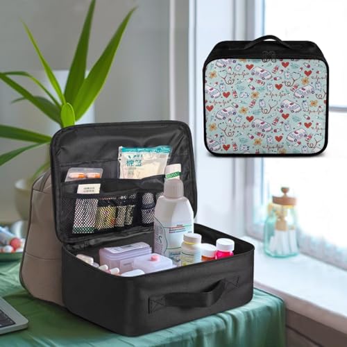 Image of Gomyblomy First Aid Bag Empty Ambulance Print Medium Medicine Bag Empty Travel Emergency Kit for Home Car Office College Dorm Students Medical Pouch Portable Organizer