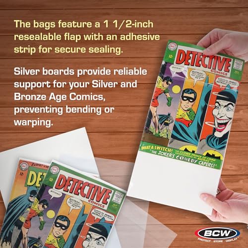 BCW Silver Age Comic Bags and Boards Combo (200 Ct) | 200 Backing Boards + 200 Resealable Comic Bags | Archival Protection for Silver Age Comics - Image 6