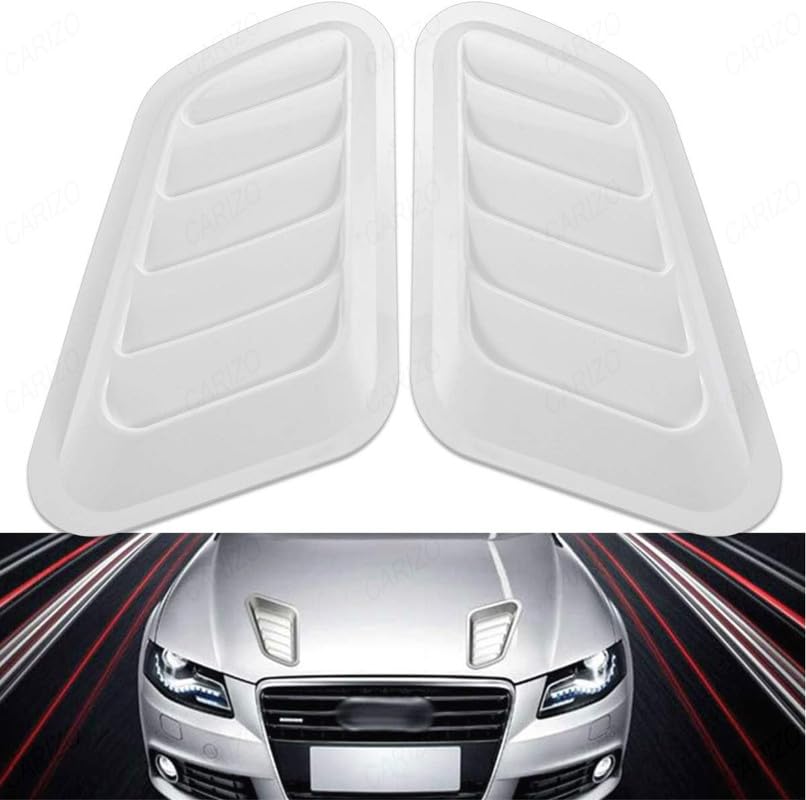 CARIZO Car Air Flow Vent Cover (TM-368, White) Car Styling Fender Hood Decorative Side Air Flow Vent Cover Sticker Compatible with Maruti Suzuki Gypsy King