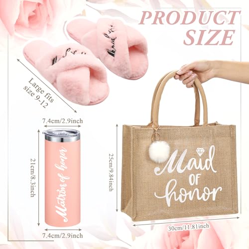 Image of Handepo 5 Pcs Bride Robes for Wedding Day Set Bride to Be Gifts Bridal Shower Gifts Bridesmaid Robe with Slippers Tumbler