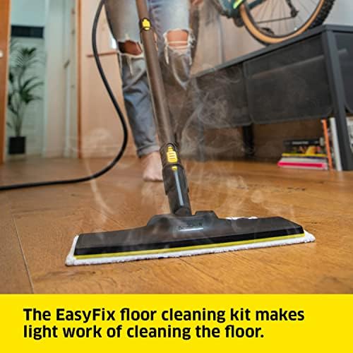 Kärcher Steam Cleaner SC 2 EasyFix, Steam pressure: 3.2bar, Heating time: 6.5min., Output: 1500 W, Cleaning performance: 75m², Tank: 1L, with EasyFix floor cleaning kit, nozzles and microfibre cover