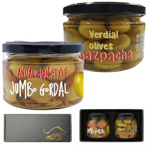 Comparison: Best Olives For A Charcuterie Board 1 Chef Ole Gourmet Spanish Olives Gift Set: Premiun Gazpacha & Andalucia-Style Olives |Vegetarian Foodies Gift Basket-Perfectly Paired with Wine
