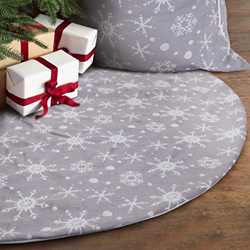 S-DEAL 48 Inches Christmas Tree Skirt Double Layers Grey and White Snow Carpet for Party Holiday Decorations Xmas Ornaments