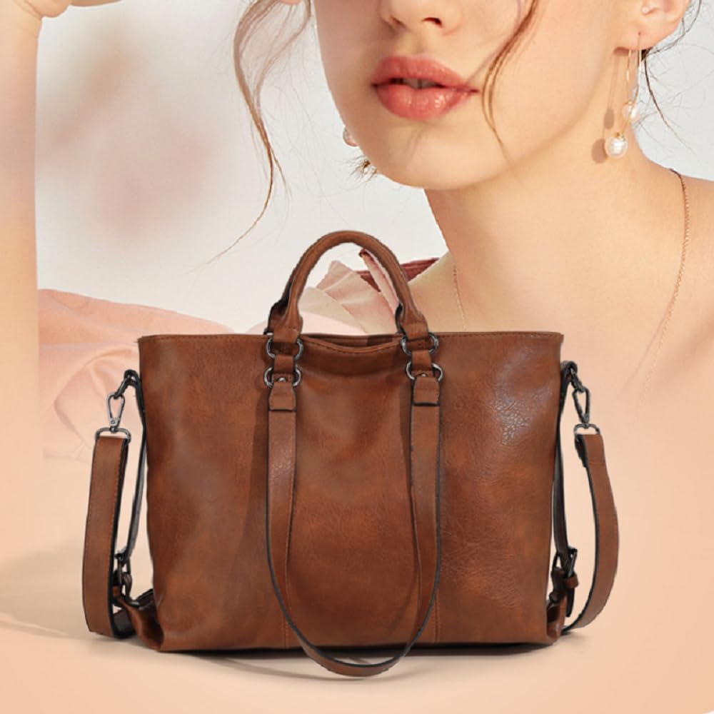 Pahajim Womens PU Leather Purse Ladies Large Work Tote Bag Designer oversize Capacity Travel Bucket Handbag - Image 2