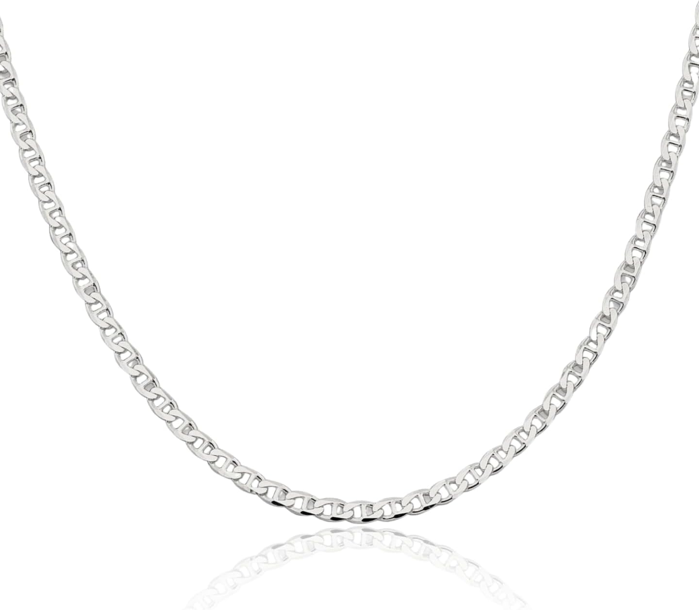 IceCarats 925 Sterling Silver 3.15mm Flat Link Mariner Chain Necklace Polished
