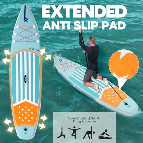 Image of Inflatable Paddle Board, Stand Up Paddle Board | Stable Design with Non-Slip Comfort Deck, Portable Travel Paddle Board