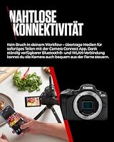 Canon EOS R50 Systemkamera + RF-S 18-45mm is STM Objektiv + 2X Batterien (Zusätzliches Akku-Kit) - Spiegellose Kamera (Digitalkamera mit Autofokus + Motiverkennung für Personen Augen Tiere Fahrzeuge) – Ansicht 7