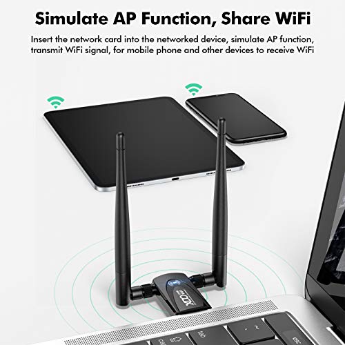 Wireless Usb Wifi Adapter 1200Mbps, Xdo Dual Band Ofdm 2.4Ghz/300Mbps 5Ghz/867Mbps,802.11 Ac/A/B/G/N, High Gain Dual 5Dbi Antennas Network Usb 3.0 For Desktop Pc With Windows Xp/Vista/7/8/10/11/Mac Os #TOP5