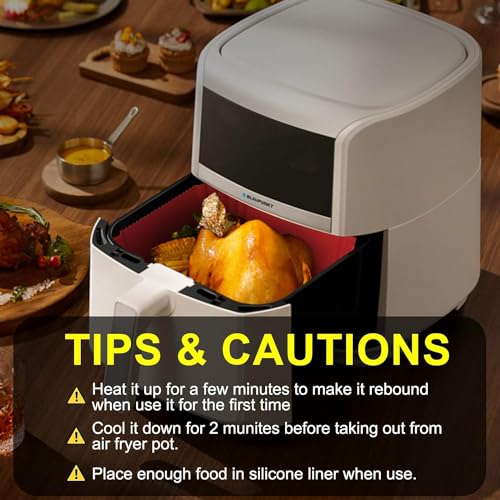 2 Pack Silicone Air Fryer Liners Reusable, Seropy 8.6 Inch Airfryer Liners Silicone 4-7 QT Square Air Fryer Liners Pot Oven Liner Baking Tray, Air Fryer Basket Mat Silicone Bowl Air Fryer Accessories