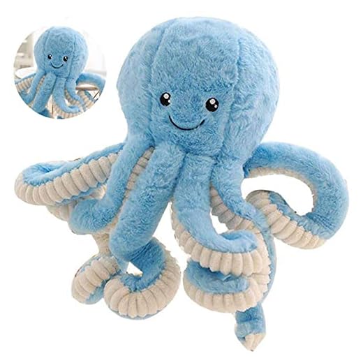 JOSON Cute Octopus Plush Toys, Soft Octopus Stuffed Animals, Girls and Boys Adult Birthday (16 Inch, Blue)