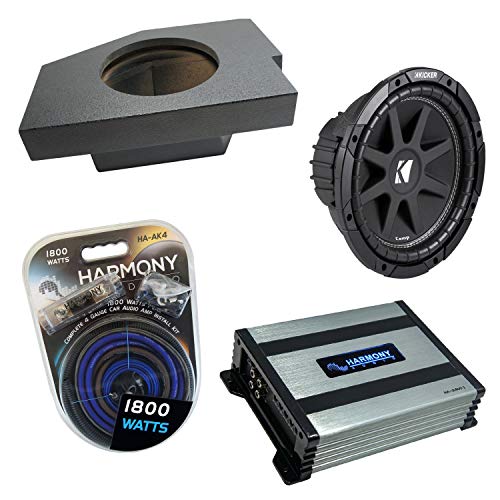 Harmony Audio Kicker Bundle Compatible with 2002-2018 Dodge Ram Quad/Crew Truck 43C104 Comp C10 Single 10