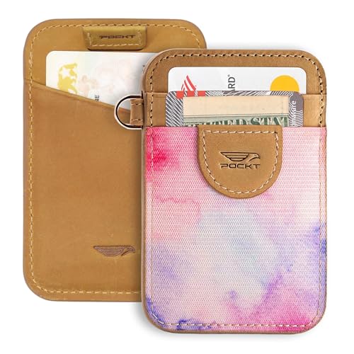 Image of POCKT Slim Card Holder Wallet For Men and Women - Minimalist Front Pocket Wallet Elastic Credit Card Holder Genuine Leather RFID Blocking Card Case Wallets, Mood, 4.25 x 2.75 x 0.15 inches, Minimalist
