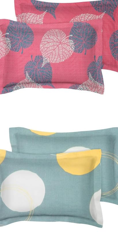 Image of BSB HOME Present Designer Printed 4 Piece 100% Pure Cotton Pillow Cover Set- 20 inch X30 inch Inches, (Multicolor,Pink & Grey)