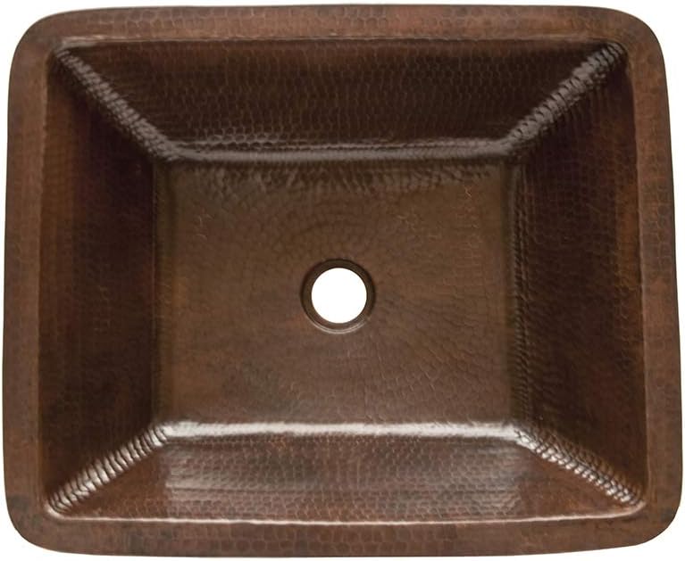 Premier Copper Products LREC19DB 19-Inch Hammered Copper Bathroom Sink, Oil Rubbed Bronze
