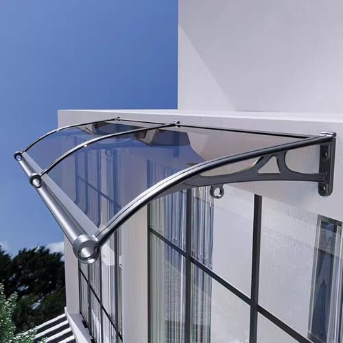 Tettoia per Porta e Ingresso,Pensilina da Esterno,Parapioggia Tettoia Tenda da Veranda Pensilina in Policarbonato e Telaio in Alluminio,Larghezza 60/80/100/120/150 Cm (120x250cm/47"x98")