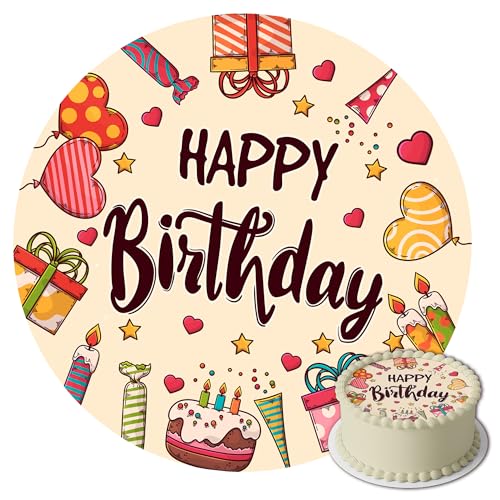 J&M DECO Decorazioni per Torte di Compleanno - Topper per Torte Rotonde da 20 cm - Carta Crema Commestibile