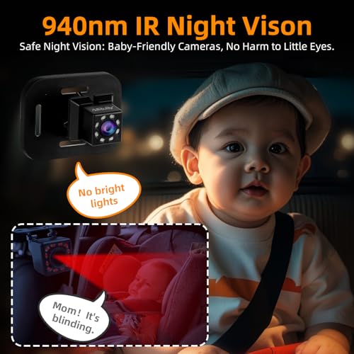 Image of Baby Car Camera Monitor,Baby car Mirror,for USB /USBC /CigaretteLighter Ports, View Infant in Rear Facing Seat with Wide Clear View,Aimed at Baby-Easily to Observe The Baby's Every Move