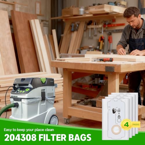 Bolsa reutilizable 204308 para aspirador Festool CT Midi, filtro compatible, 12 bolsas 6