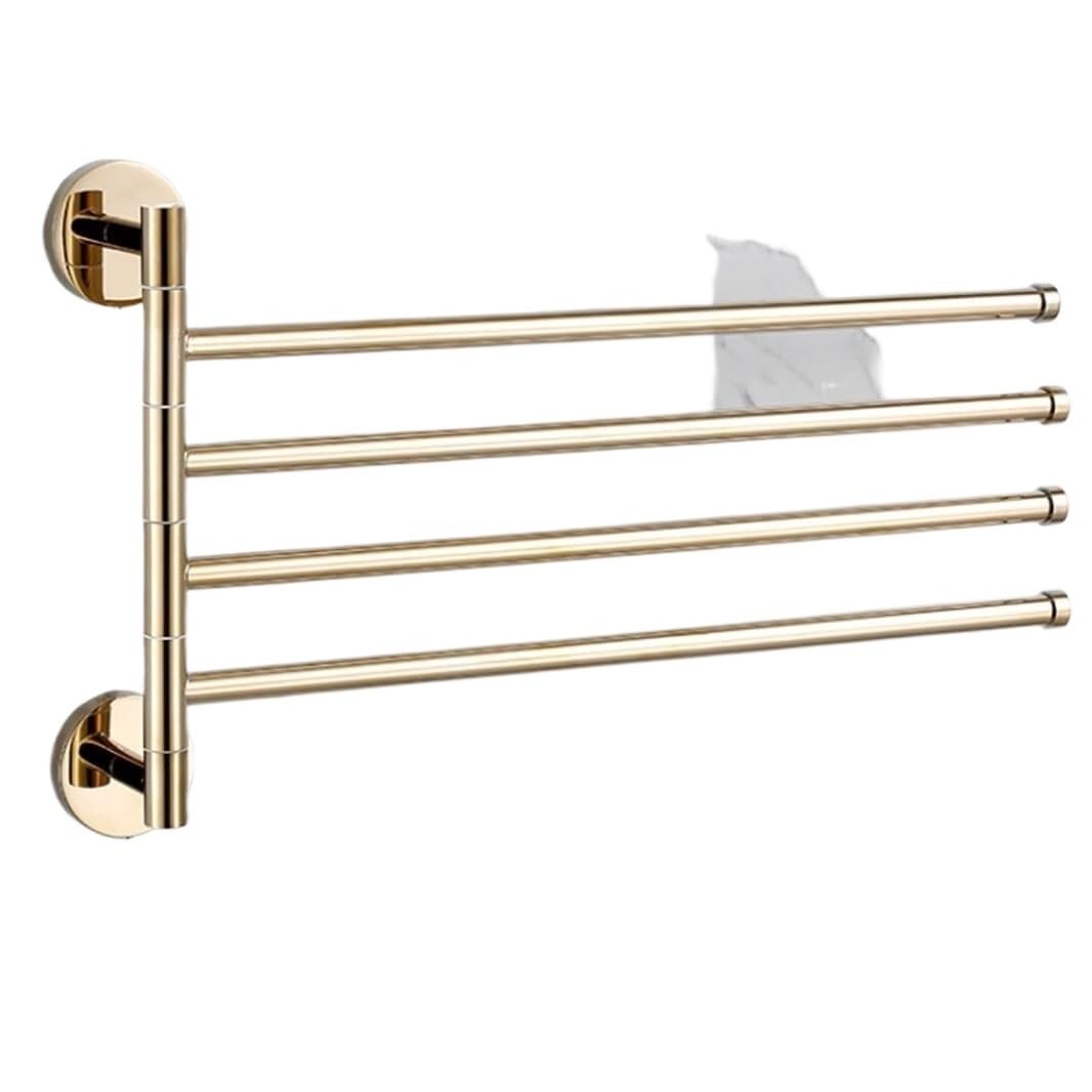 Antique Brass Swing Out Towel Bar - Wall Mounted Gold Bathroom Towel Holder with Folding Arm Swivel Hanger