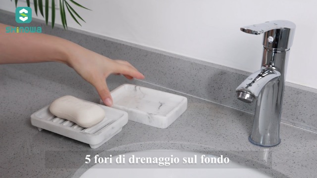 Portasapone In Travertino Naturale - Design Auto-drenante Per Bagno E
