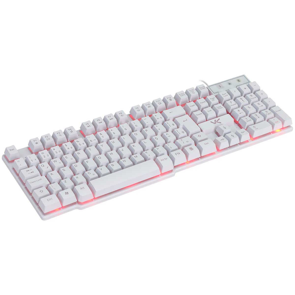 TECLADO GAMER VX GAMING HYDRA BRANCO ABNT2 MULTIMÍDIA COM LED