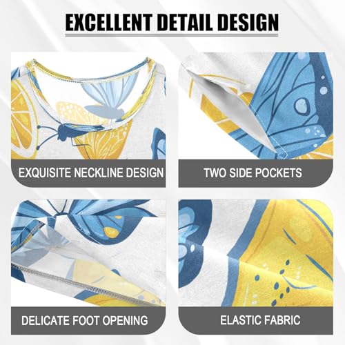 senya Short Sleeve Pajamas Sets Summer Cotton Sleepwear Blue Butterfly Lemon4