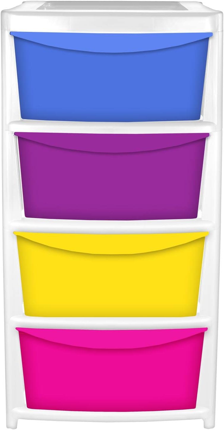 simpahome Multicolour Plastic Modular Storage Tower Drawer Chest Unit