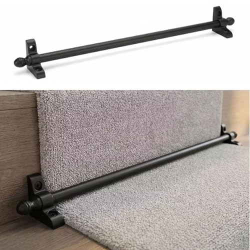 Jespeed 46in Detachable Stair Rods (3 rods),Tool-Free Removal for Carpet Cleaning,Maintains Staircase Appearance