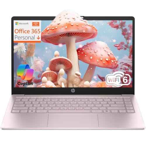Image of HP Essential Laptop Computer for Student Daily Study, Microsoft Office 365, Intel N150, 4GB RAM, 128GB Storage, Long Battery Life & Fast Charging, Windows 11 Home, Tranquil Pink