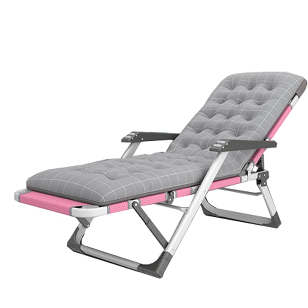 Poltrona reclinabile Pieghevole XXL con braccioli Imbottiti, per Patio, terrazza, Veranda, capacità di carico di 300 kg (Colore: Rosa)