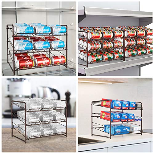 Auledio 3 Tier Can Rack, Stackable and Adjustable Multi-Function Cabinet Basket Organizer,Bronze