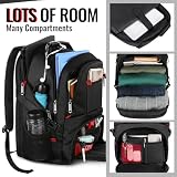 YOREPEK Large Backpack for Men, Extra Large Laptop Backpacks for Men Women, Water Resistant Travel Backpack Airline Approved Business Work Bag Fits 17 Inch Computer, Black