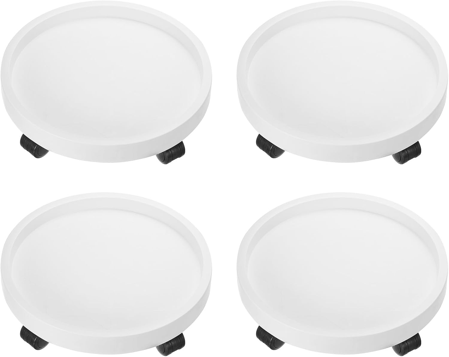 PATIKIL Planter Caddy with Wheels, 4 Pack 12 Inch Plant Stand Potted Mover Base Heavy Plant Dolly with Casters for Indoors Outdoors Heavy Plants, White