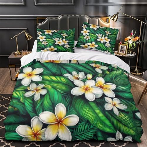 Parure de lit fleurs tropicales housse de couette microfibre confortable single - 2