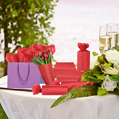 Image of 100 Sheets Red Tissue Paper Artdly 14 x 20 Inches Red Wrapping Paper Bulk for Weddings Birthday DIY Project Wrapping Crafts Decor