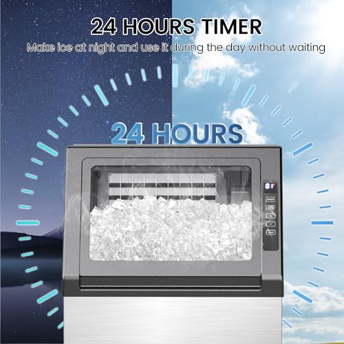 Image of Electactic Commercial Ice Maker Machine, 80Lbs /24H Under Counter ice Machine with 24 Hours Timer & LCD Panel, 28lbs Storage Capacity, Freestanding Ice Maker for Home, Bar, Restaurant, Office