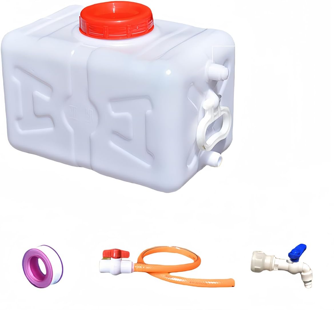 Plastic water storage tank emergency water storage 15L/30L camping and hiking water storage container multifunctional water tank (white,15L)