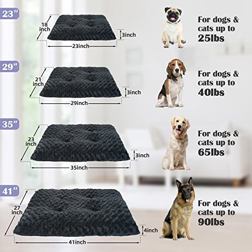 Dogke Large Washable Dog Bed Deluxe Fluffy Plush Dog Crate Pad，Dog Beds Made For Large, Medium, Small Dogs And Cats, Anti-Slip Dog Crate Bed For Sleeping And Anti Anxiety, 35" X 23",Dark Grey #TOP5