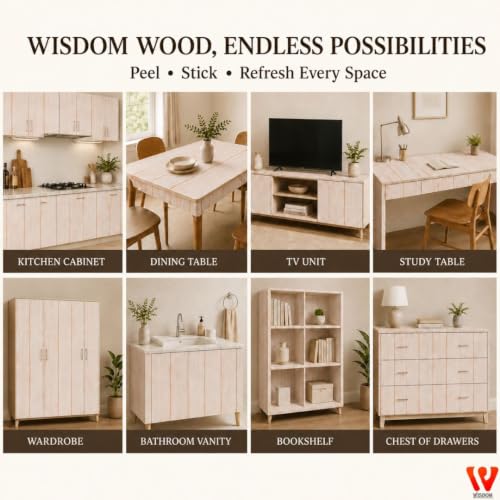 Image of WISDOM Plank Wood Wallpaper Peel and Stick, Waterproof Self-Adhesive Removable Thick Vinyl Contact Paper for Cabinets, Kitchen, Bathroom, Desk, Table & Furniture 12x48 in, Terrcotta Wood