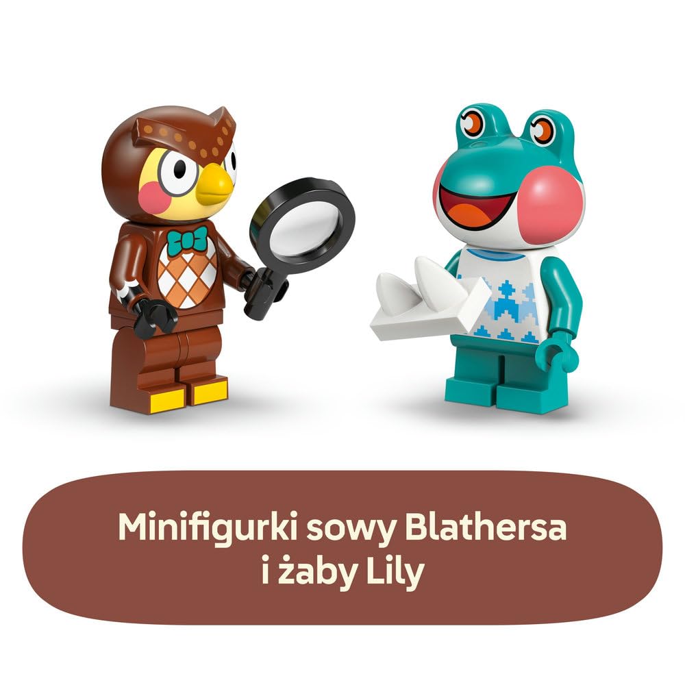 LEGO Animal Crossing Blathers i kolekcja muzealna, zabawka konstrukcyjna dla dzieci z minifigurkami i skamieniałością triceratopsa, pomysł na prezent dla 7-latka, chłopca i dziewczynki 77056