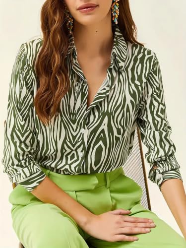 Image of Leriya Fashion Shirt for Women S-3XL | Abstract Printed Crepe Full Sleeve Shirt Collared Silhouette | Office Wear Tops for Women, Western Shirt for Women & Stylish Tops for Women Smart-Casual Styling