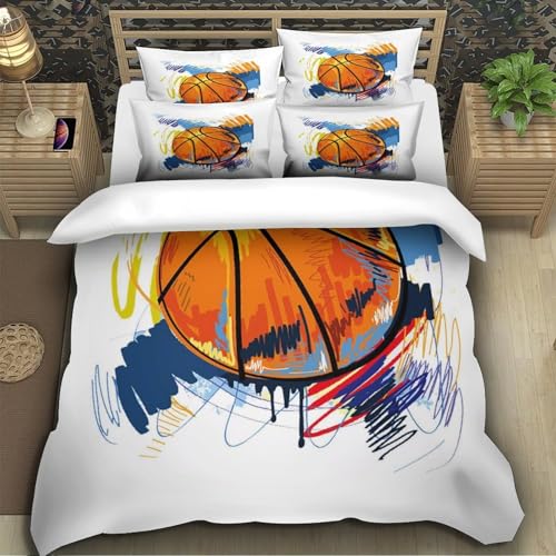 Housse de couette basket 135x200 microfibre douce anti-plis avec fermeture éclair - 5