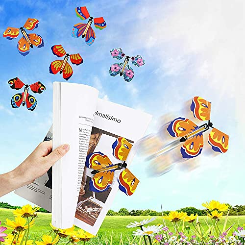 Sarata Magic Flying Butterfly Fairy Flying Toys Rubber Band Powered Wind Up Butterfly Toy 10Pcs Colorful Butterfly Wind Up Toys For Greeting Card Surprise Gift Or Party Playing #TOP7