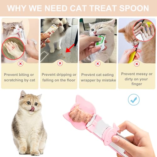 Image of PETPAWLOVELY-Cat&Dog Food Can Covers Lids,Silicone Cat Food Spatula or Can Opener,Cat Treat Spoon.Multi-Function Cat Treat Dispenser Spoon,1 Lid&2 Spoon for Wet Food(Pink)
