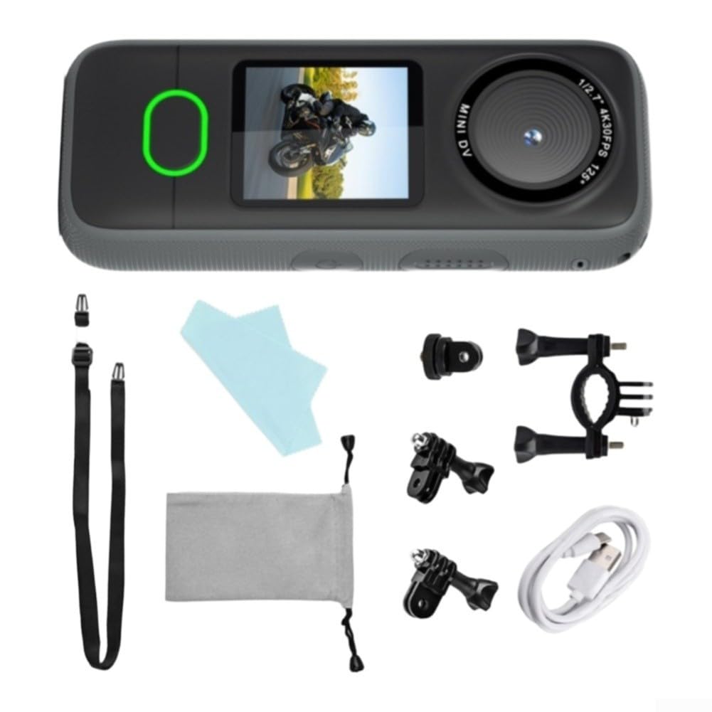 4K Dual Lens Action Camera, Touchscreen, Controllo App | Sensore Sony da 20 MP, touchscreen IPS da 1,4", anteprima in tempo reale dell'app, corpo in ABS, ideale per ciclismo e